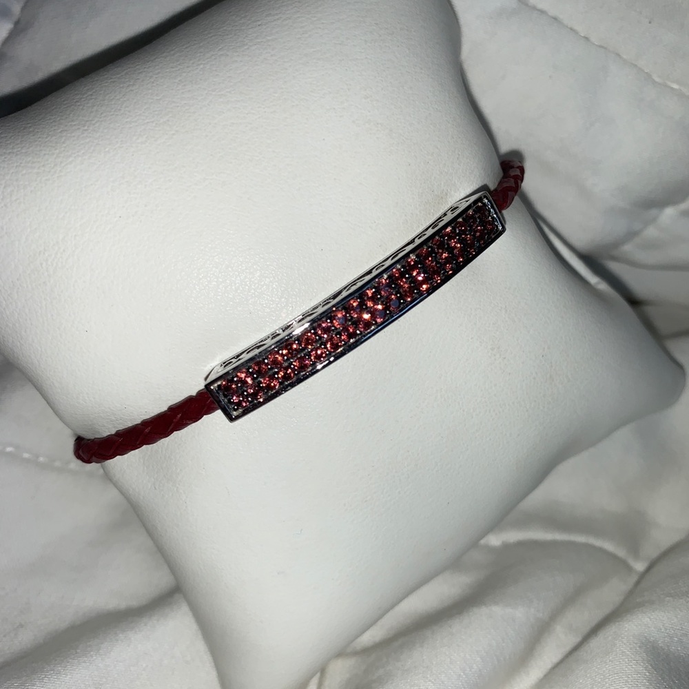 Hold for Erica - Garnet Braided Leather Bracelet Magnetic Closure